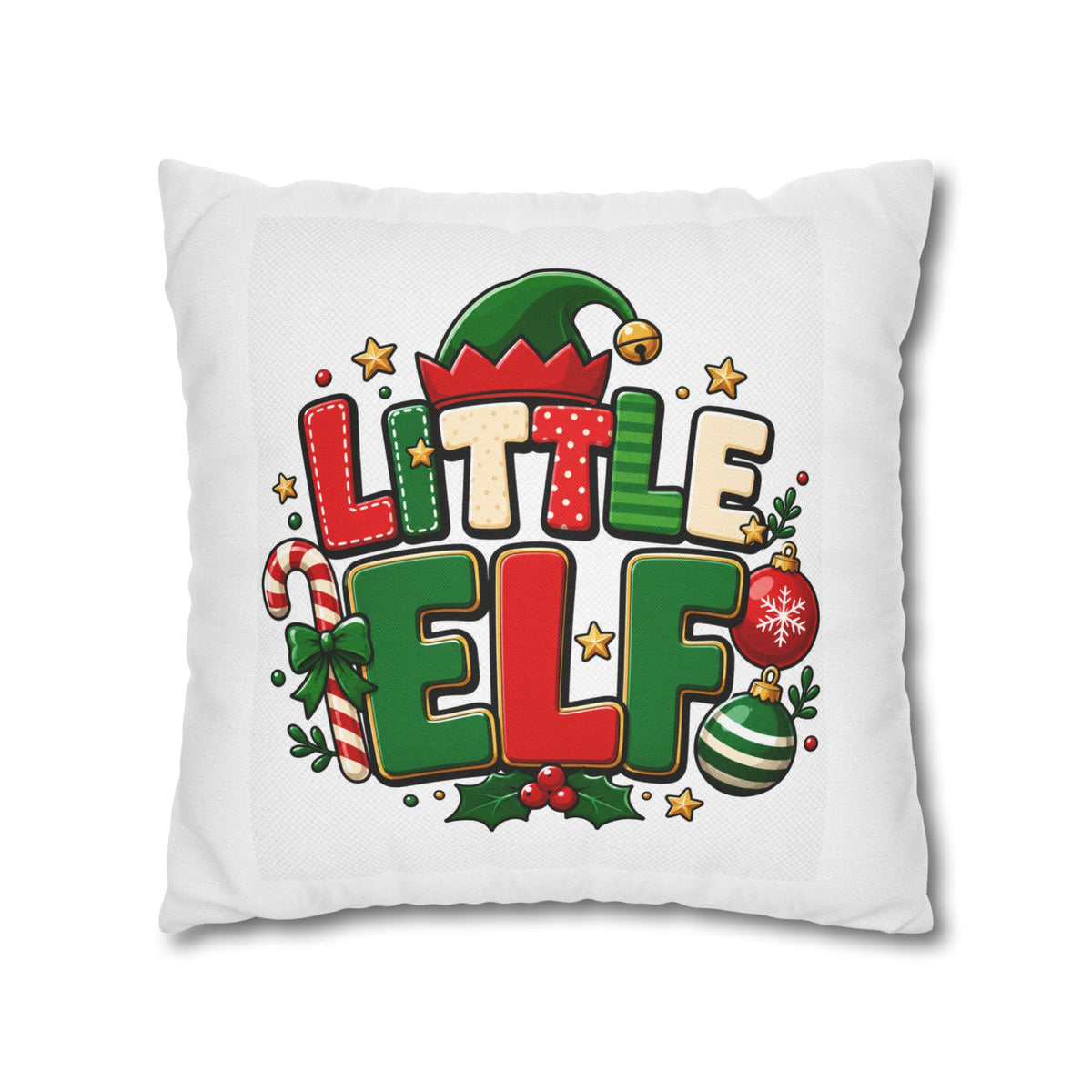 Little Elf Christmas Pillowcase — Cute Holiday Kids Decorative Pillow Cover