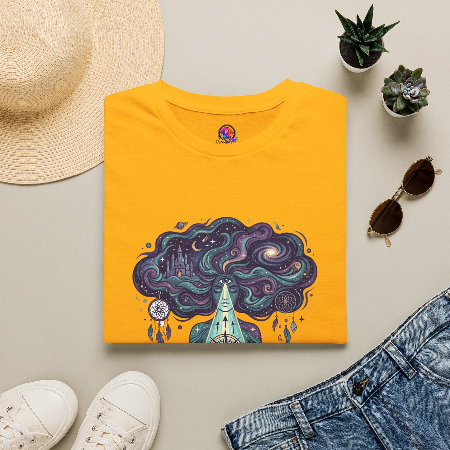 Dreamy Meditation T-Shirt — 'Guided by dreams, ruled by intuition' Spiritual Art Tee