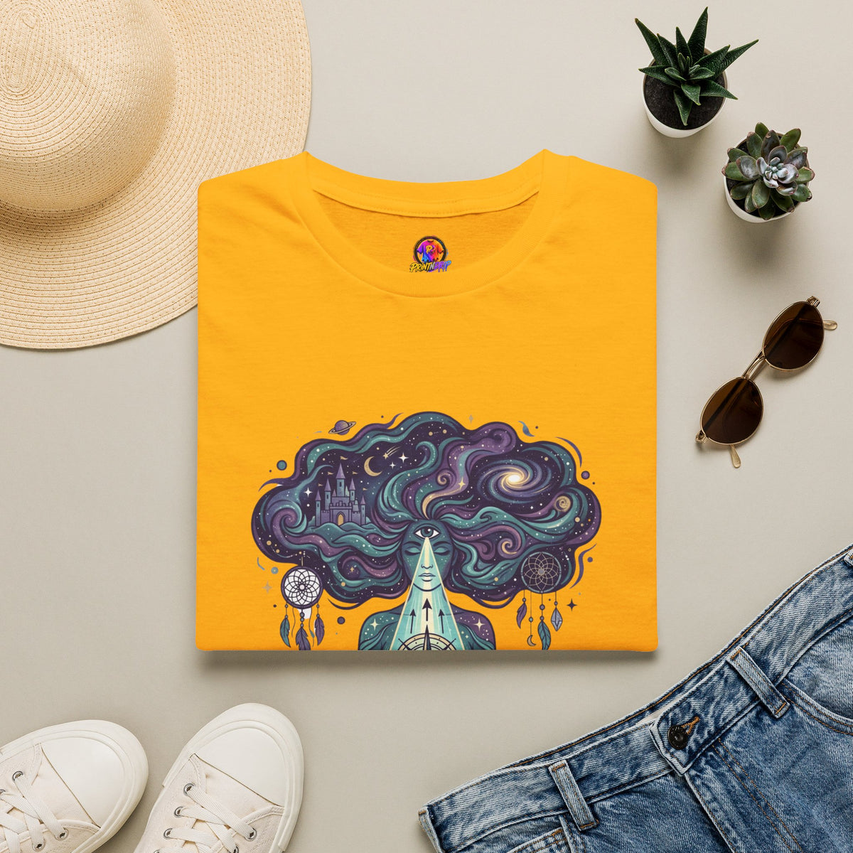 Dreamy Meditation T-Shirt — 'Guided by dreams, ruled by intuition' Spiritual Art Tee