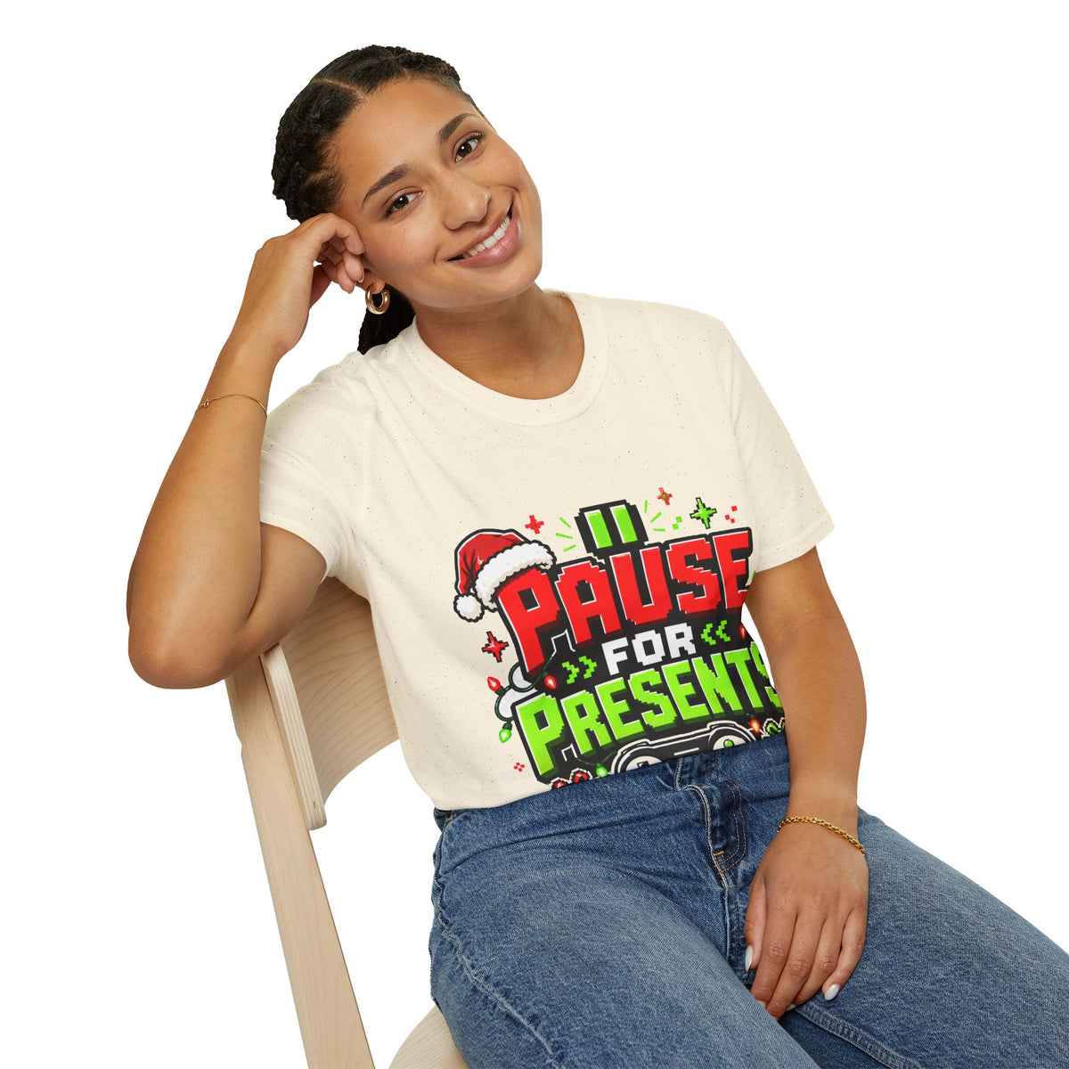 T-Shirt — "Pause for Presents" Christmas Gamer Tee