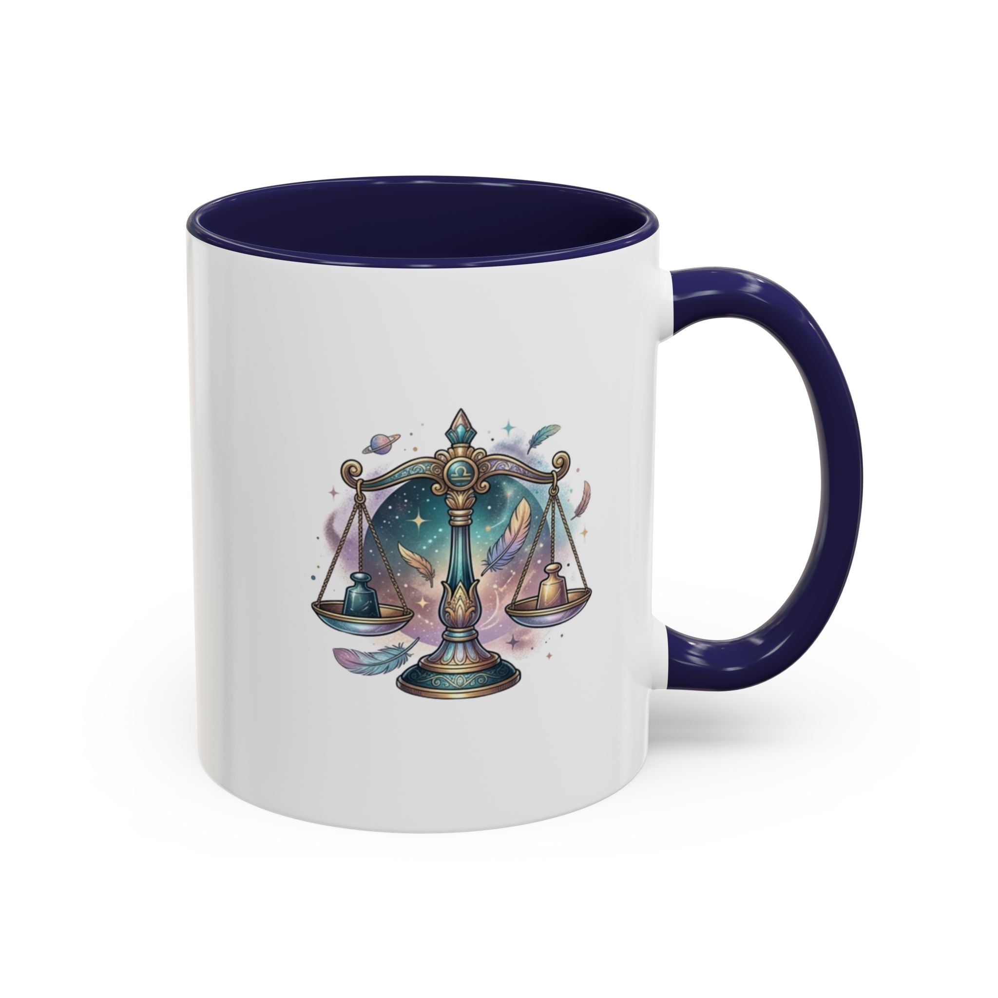 Libra Zodiac Scales Accent Coffee Mug — Astrology Constellation Gift