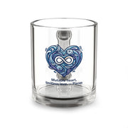 Pisces Heart Glass Mug — 10oz Zodiac Coffee Cup with Watercolor Infinity Design