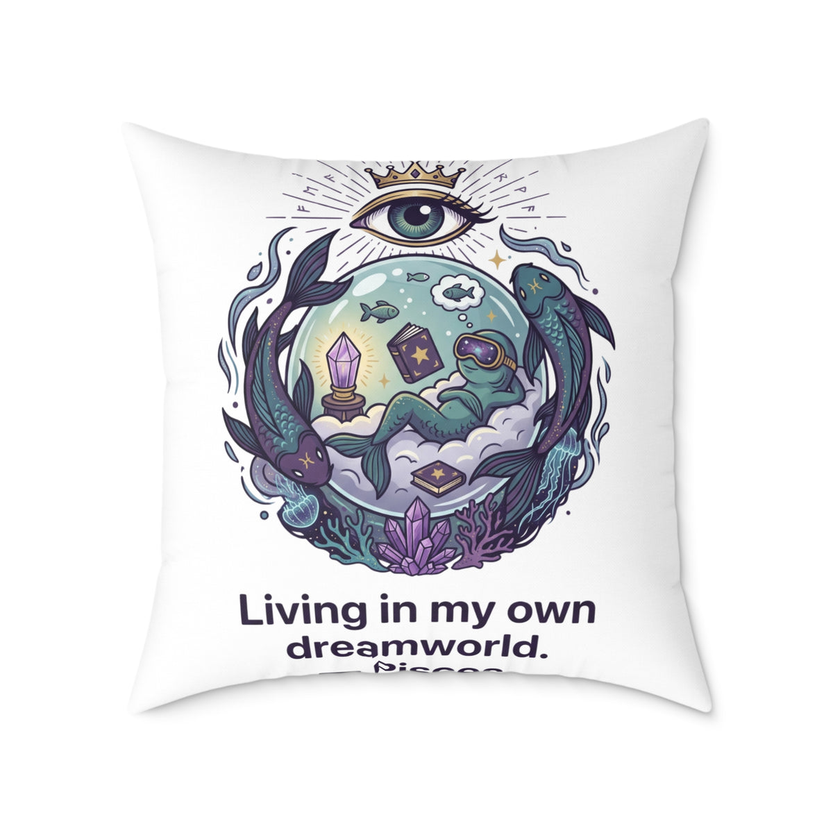 Pisces Zodiac Living In My Own Dream World Square Poly Canvas Pillow