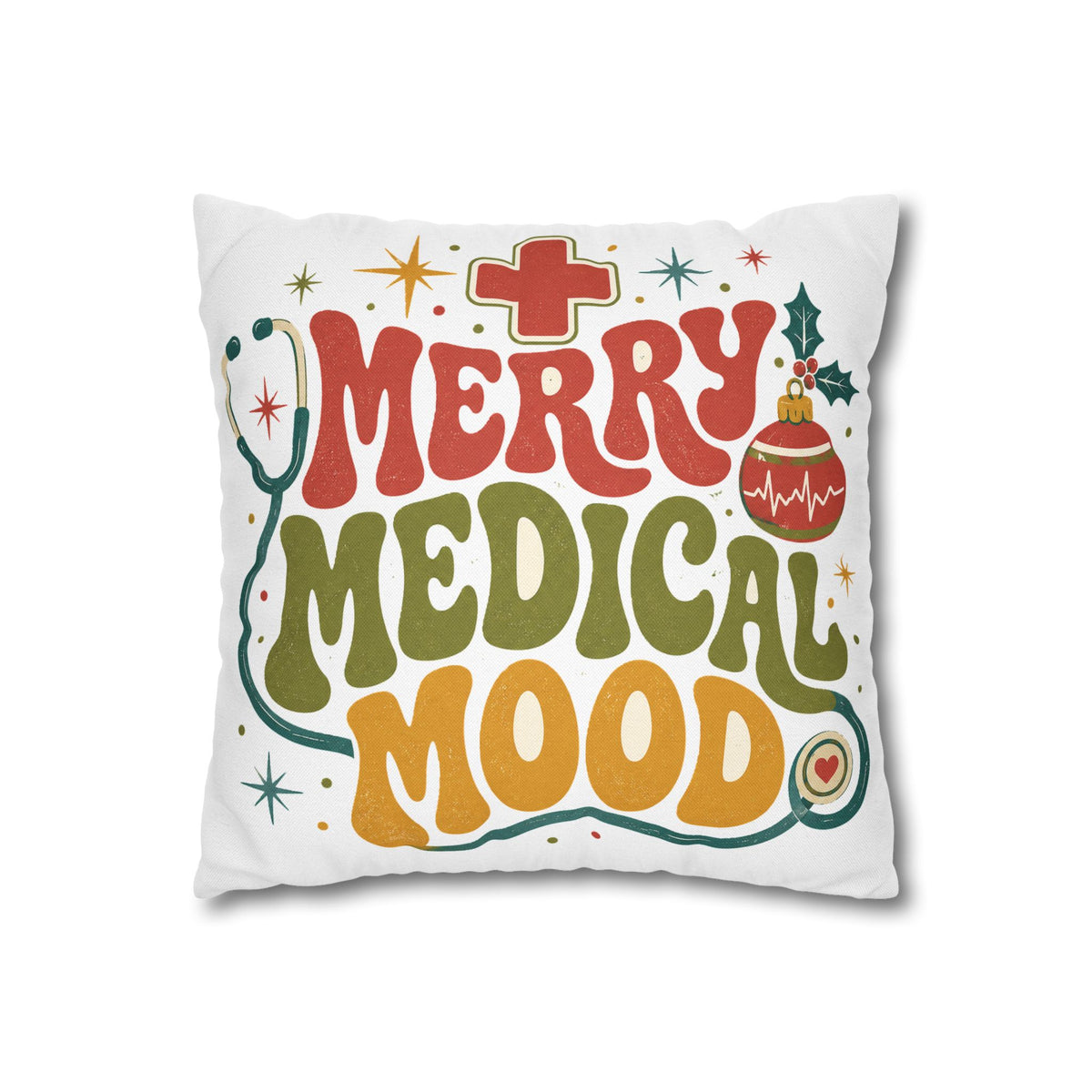 Merry Medical Mood Pillowcase Modern Day Christmas  - Festive Nurse & Doctor Holiday Throw Pillowcase