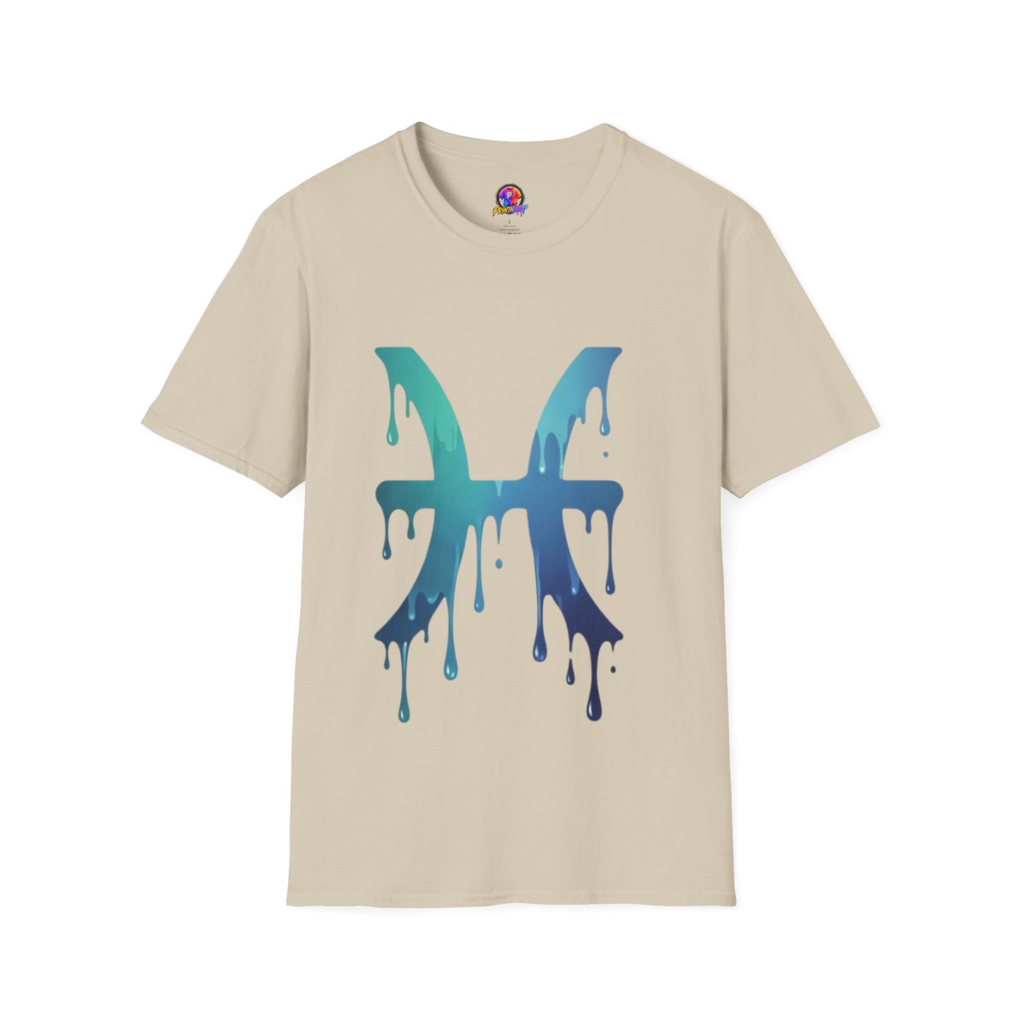 Pisces Drip Zodiac T-Shirt — Blue Gradient Astrological Tee