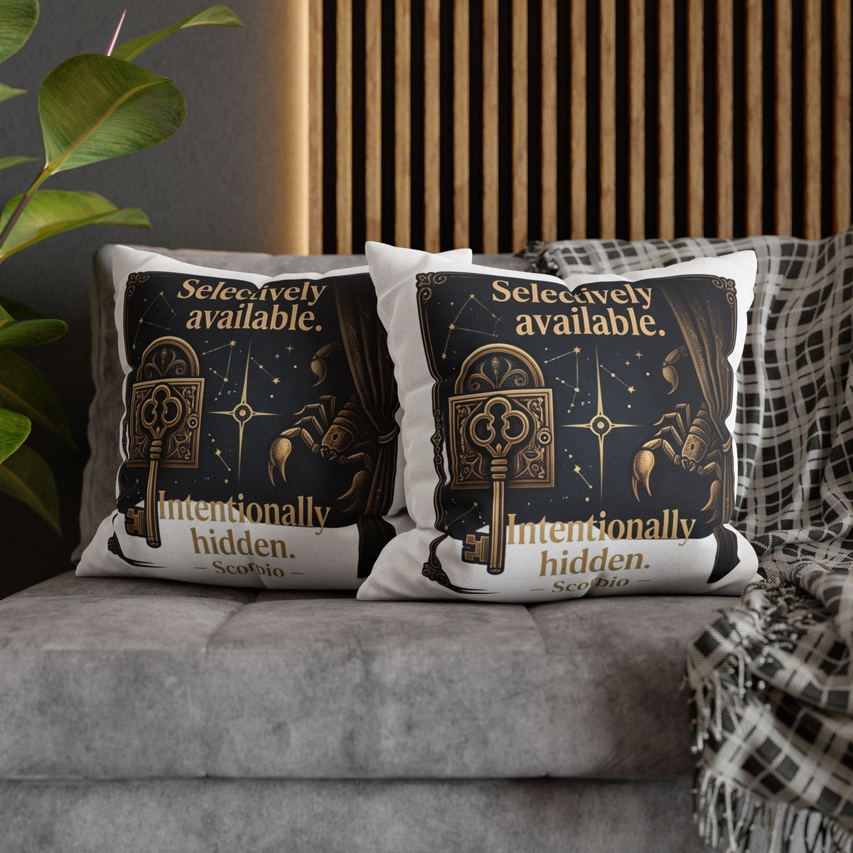 Scorpio Decorative Pillow pillowcase - "Selectively Available. Intentionally Hidden." Astrological Accent Pillow
