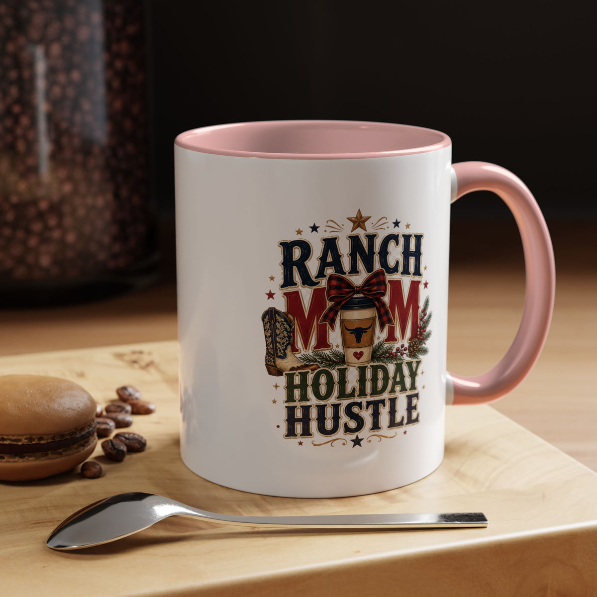 Modern Day Christmas Ranch Mom Holiday Hustle Accent Coffee Mug