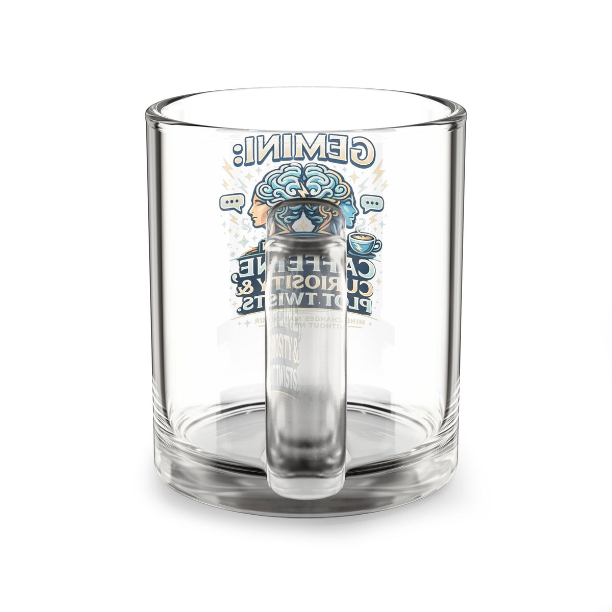 Gemini Glass Mug — "Running on Caffeine, Curiosity & Plot Twists" 10oz Zodiac Coffee Cup