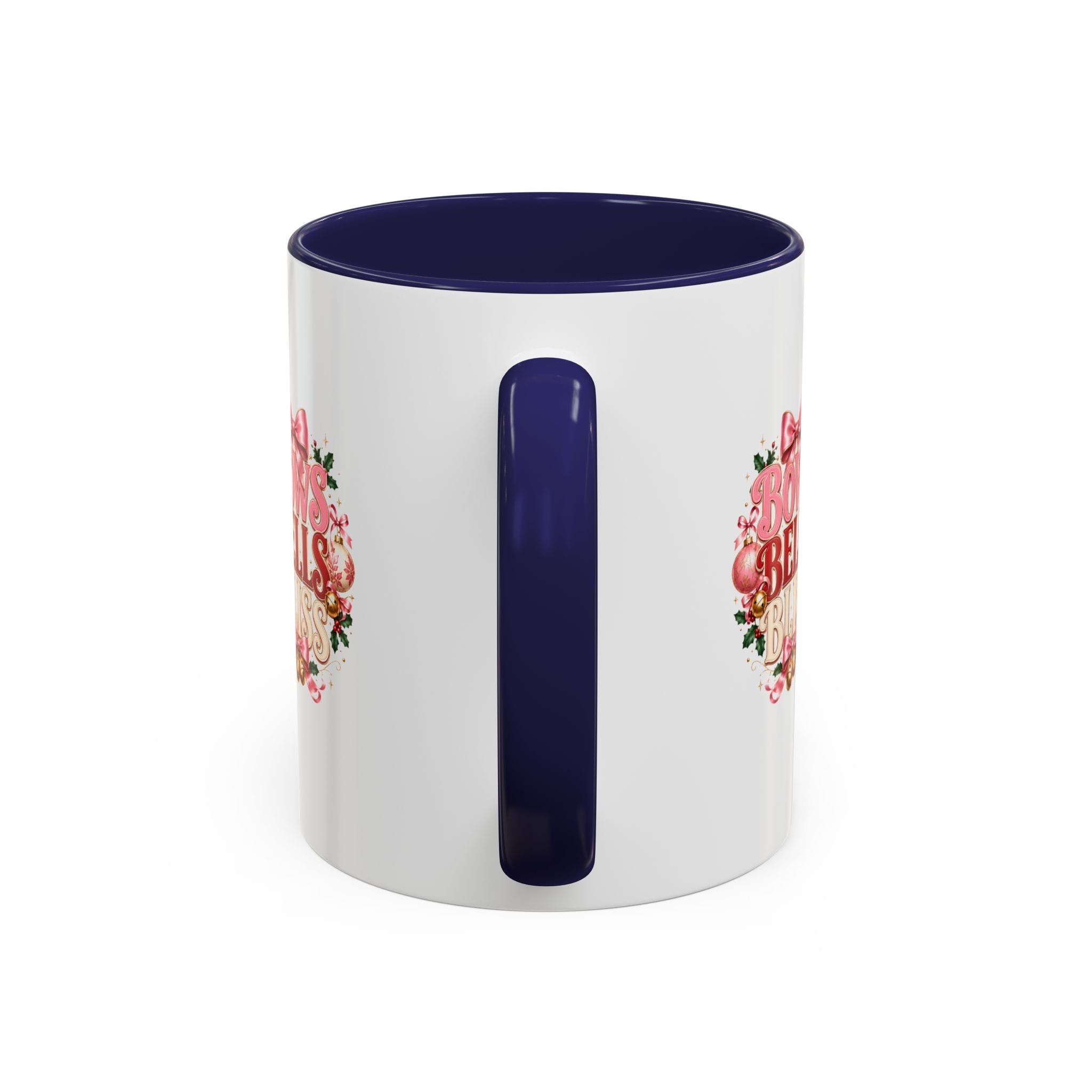 Bows Bells Bliss Holiday Accent Coffee Mug — Festive Pink Christmas Design