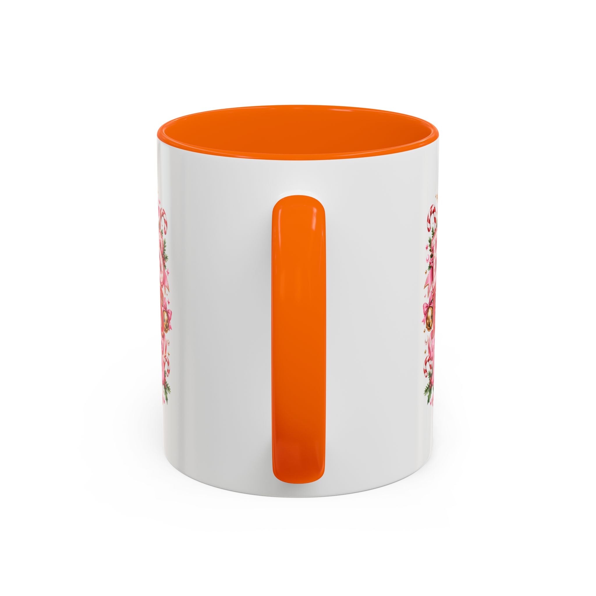 Modern Day Christmas Bows Bells Bliss Coffee Mug — Pink Holiday Accent Mug