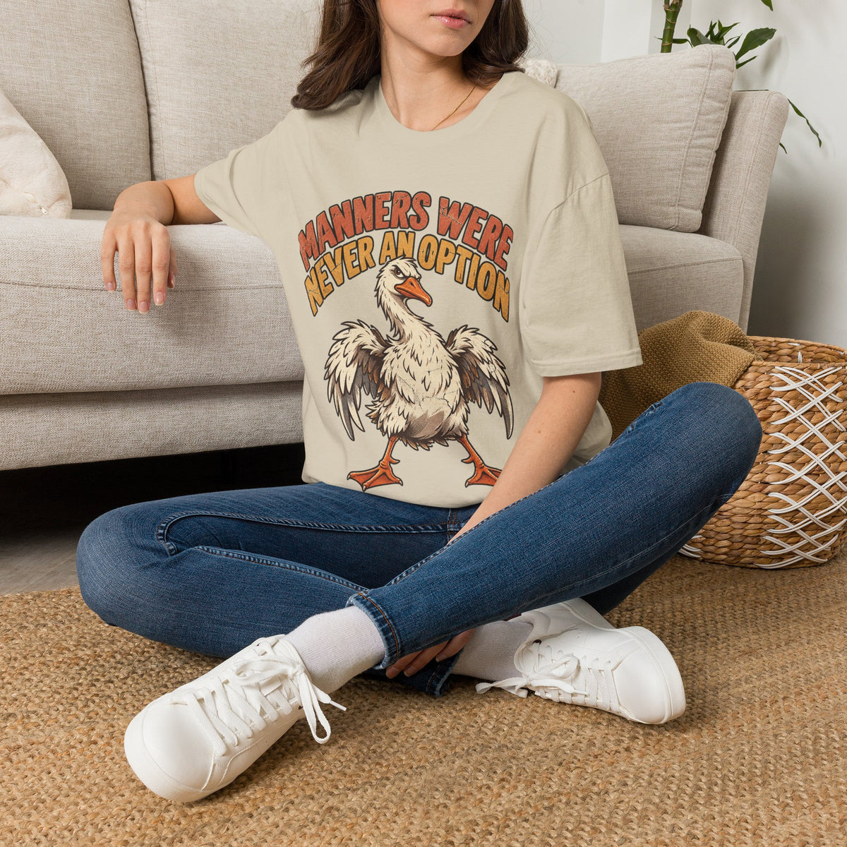 Funny And Witty “Manners Were Never An Option” Goose Graphic T-Shirt