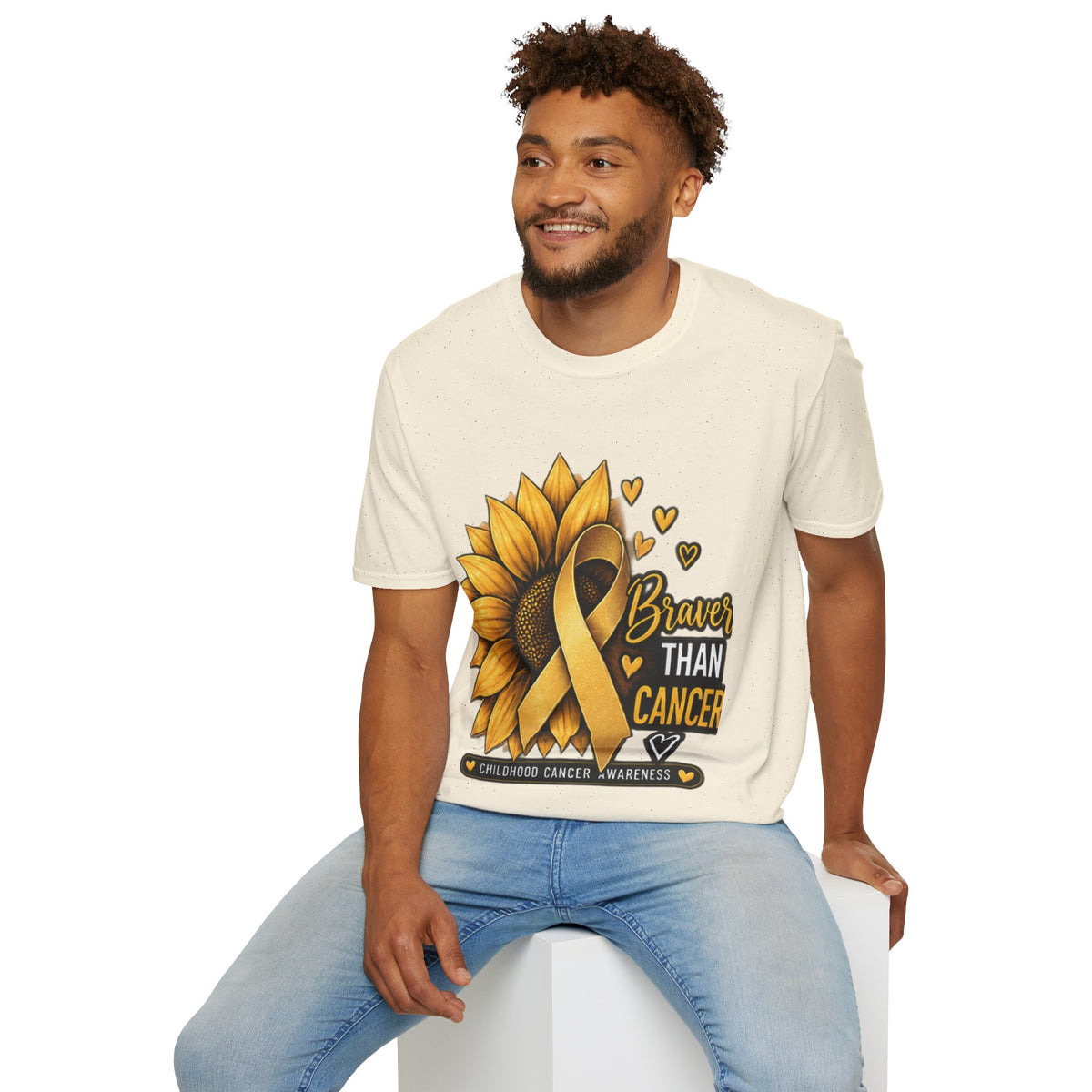 Braver Than Cancer Childhood Cancer Awareness Sunflower T-Shirt