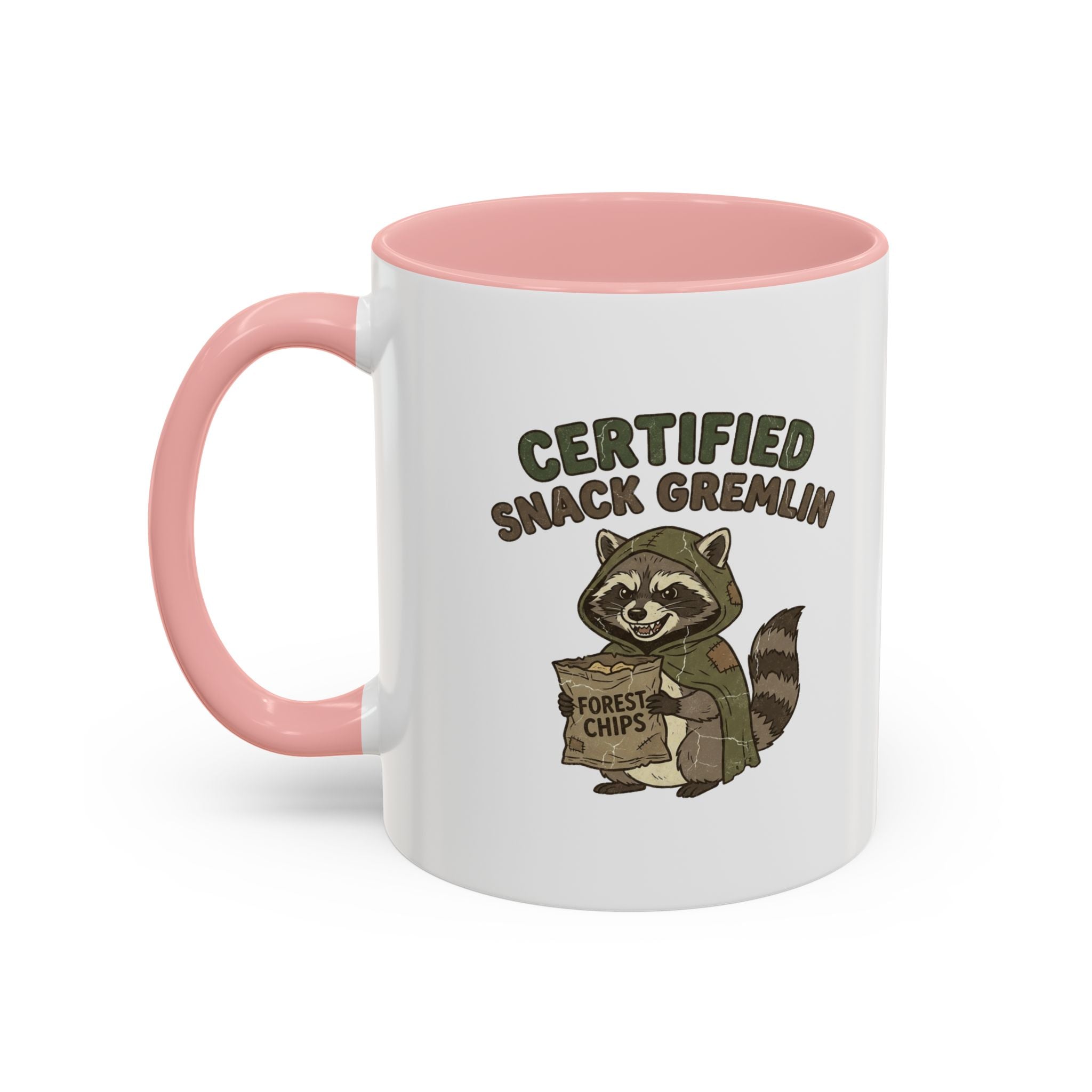 Funny Certified Snack Gremlin Coffee Mug — Cute Raccoon Snack Lover Accent Mug