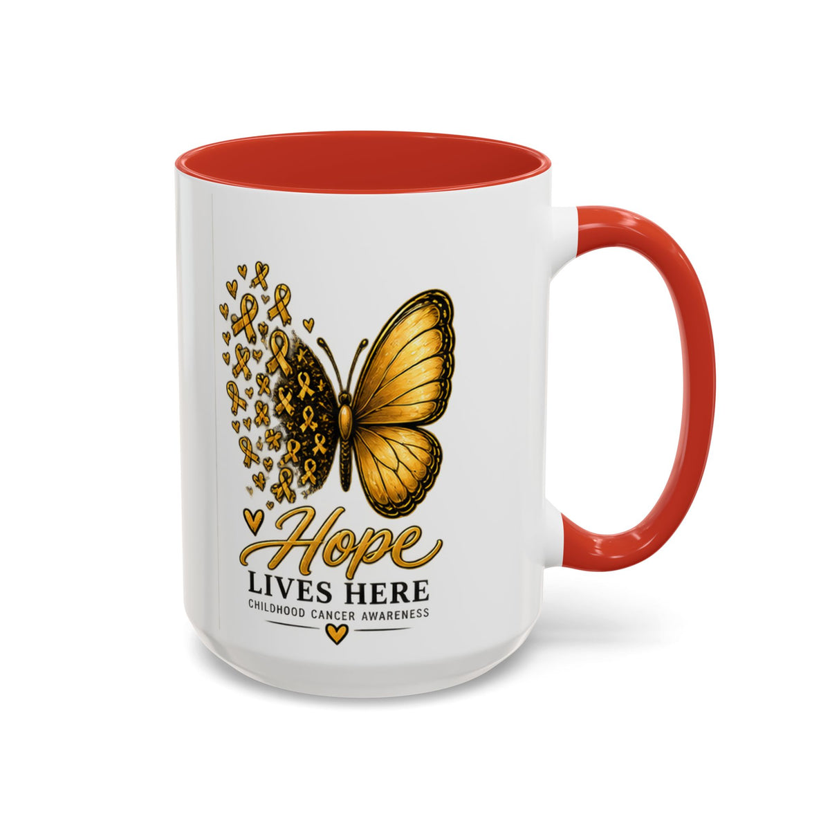 Hope Lives Here Childhood Cancer Awareness Accent Coffee Mug