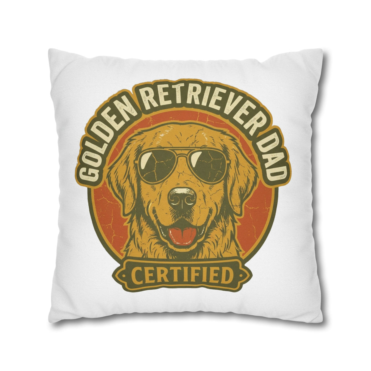 Funny Golden Retriever Dad Pillowcase — "Certified" Dog Lover Throw Pillow Cover
