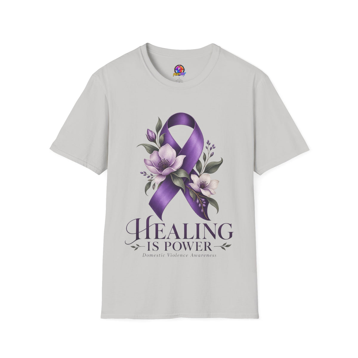 Healing Is Power Purple Ribbon Awareness Domestic Violence  T-Shirt