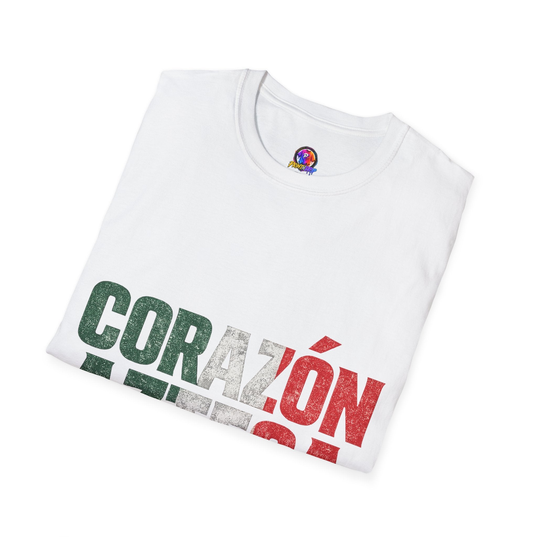 Mexico Corazón Azteca T-Shirt — Mexican Pride Flag Text Tee