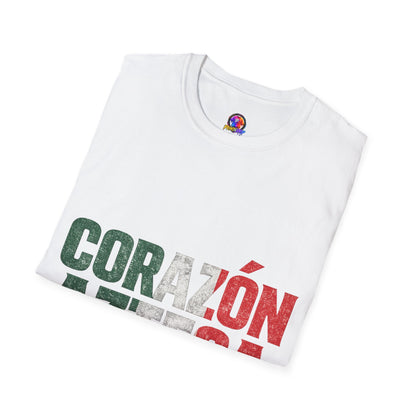 Mexico Corazón Azteca T-Shirt — Mexican Pride Flag Text Tee