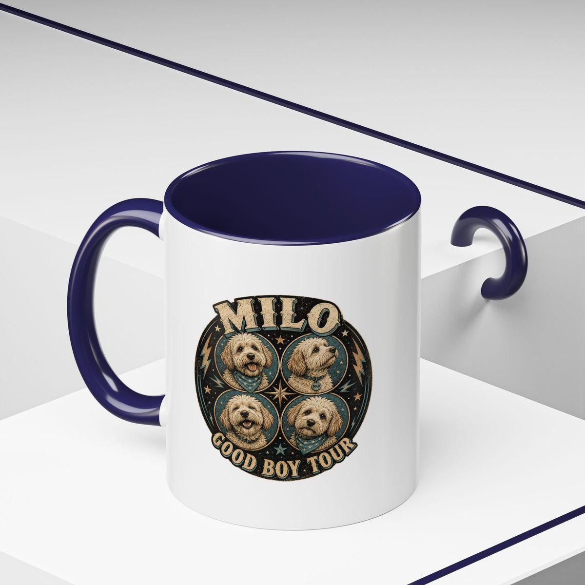 Milo Bailey Dog Dad Mom Milo "Good Boy Tour" Accent Coffee Mug —  Cute Dog Portraits