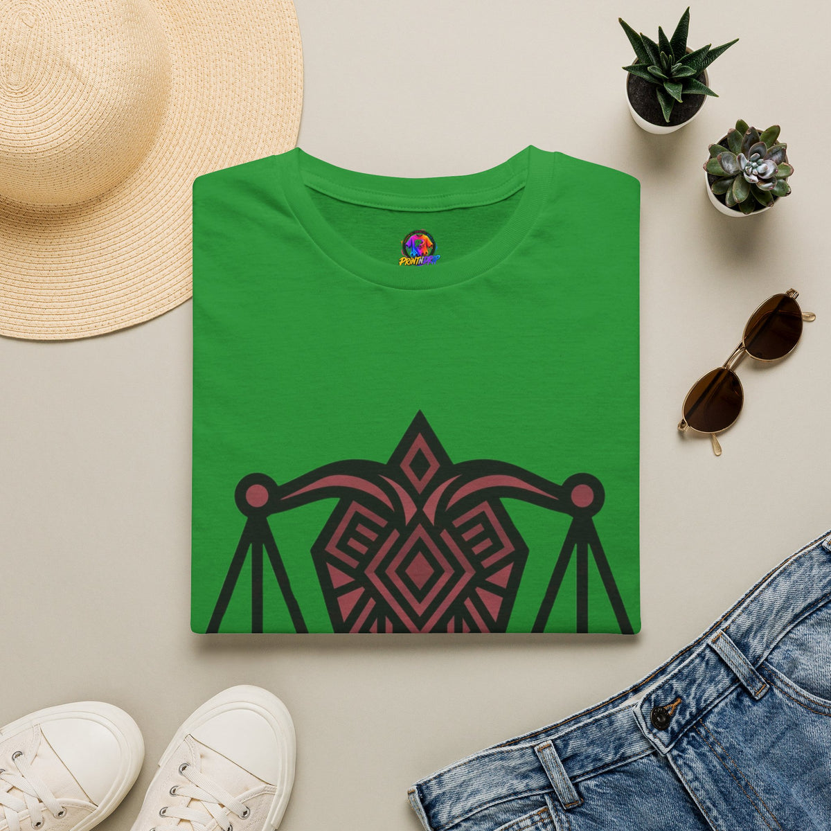 Libra Scales Graphic T‑Shirt — Tribal Zodiac Balance Design