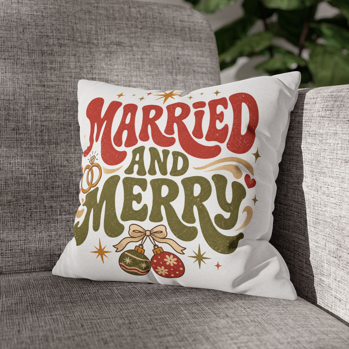 Christmas Married and Merry Holiday Pillowcase