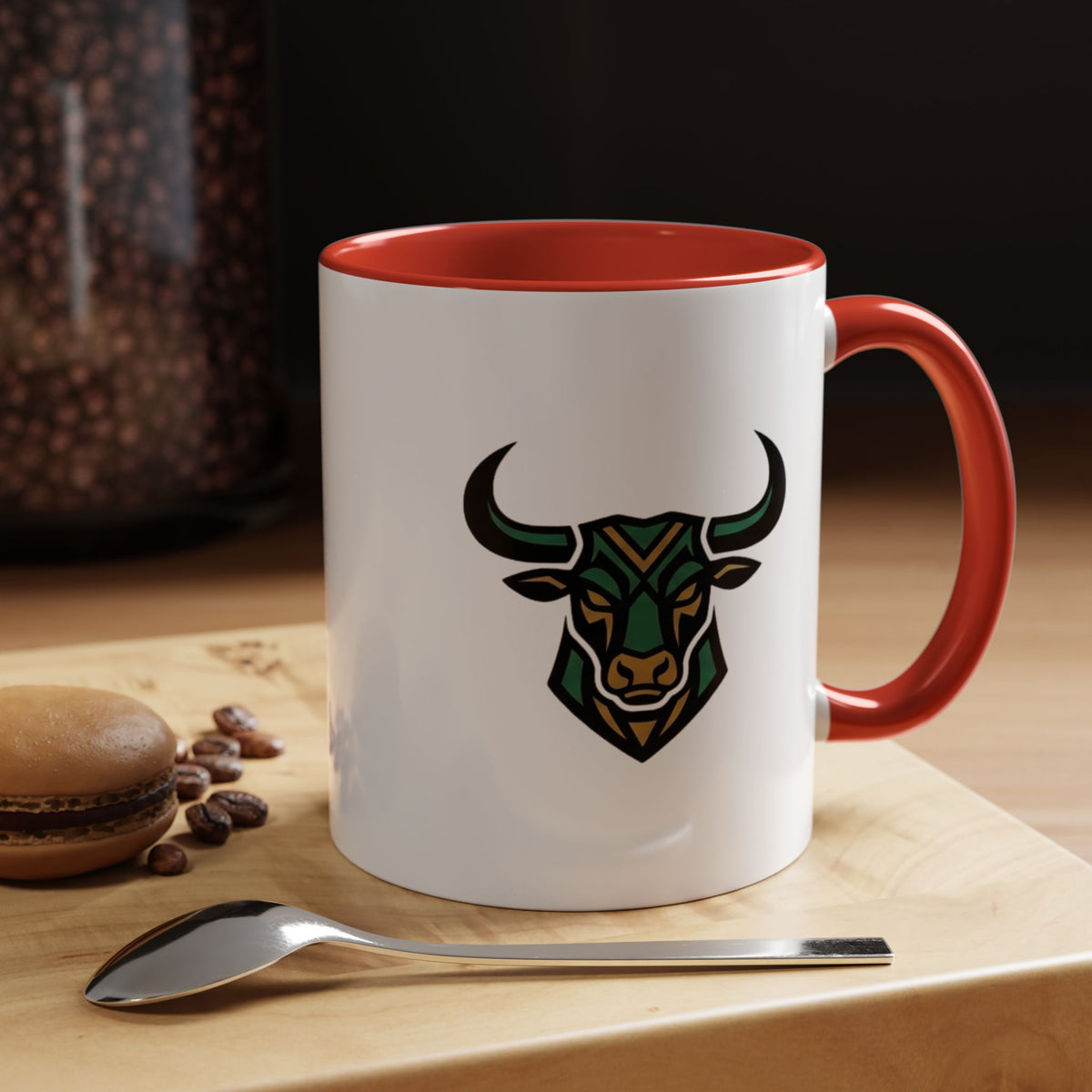 Taurus Geometric Bull Accent Coffee Mug –  Tribal Bull Head Ceramic Mug