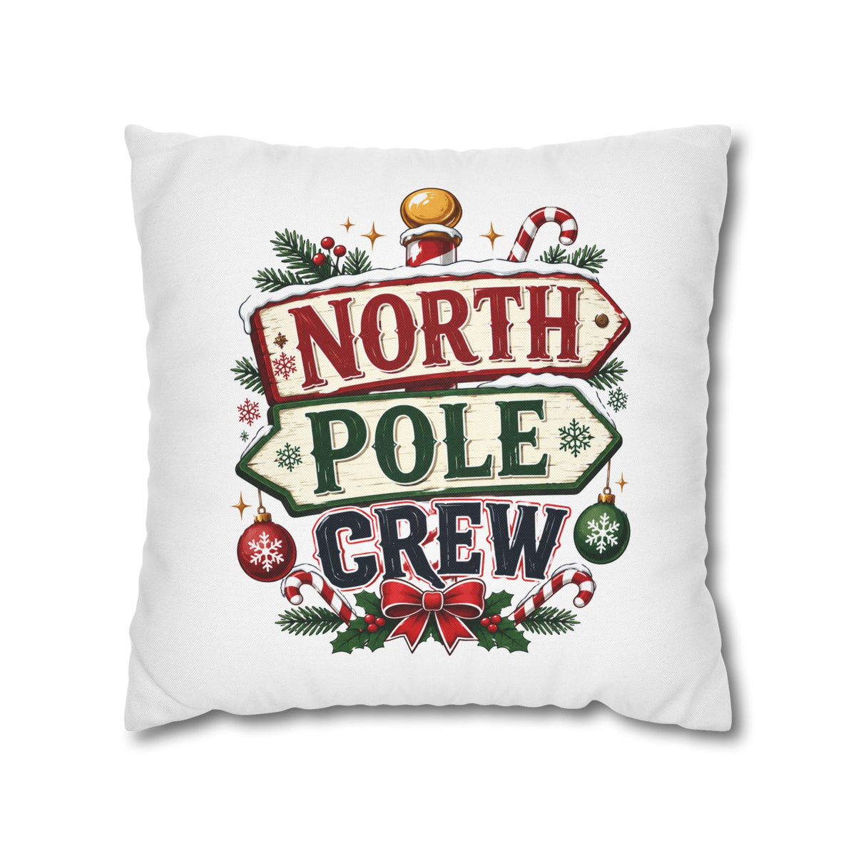 Christmas North Pole Crew Holiday Pillowcase — Christmas Decorative Throw Pillow