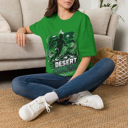 Saudi Arabia Desert Green Soccer T-Shirt — Silhouette Player Graphic