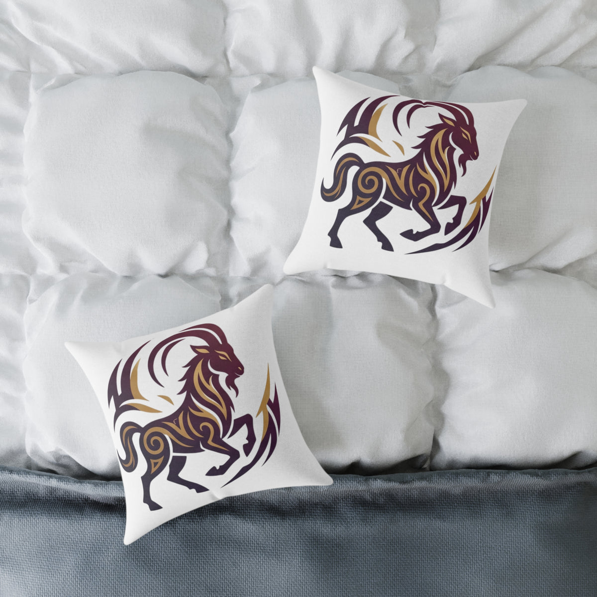 Capricorn Zodiac Tribal Lion Square Throw Pillow — Bold Abstract Mane Accent Cushion