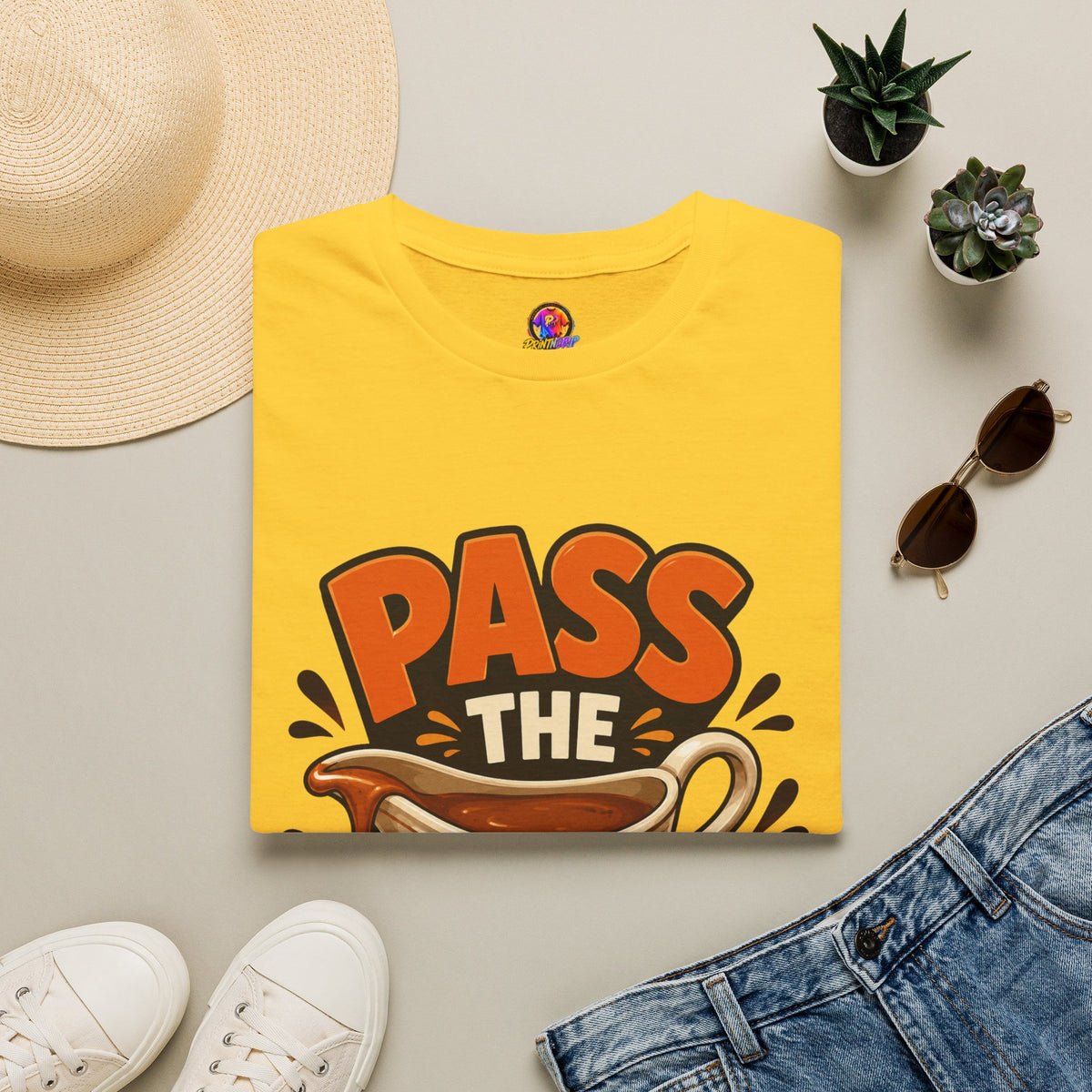 Thanksgiving T-Shirt Pass the Gravy T-Shirt — Funny Thanksgiving Turkey Dinner Tee