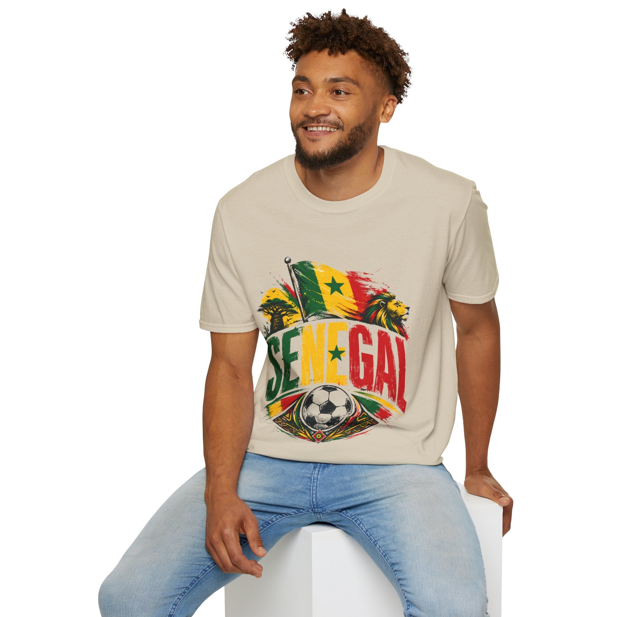 Senegal Flag Soccer T-Shirt — Lion & Football Pride Tee
