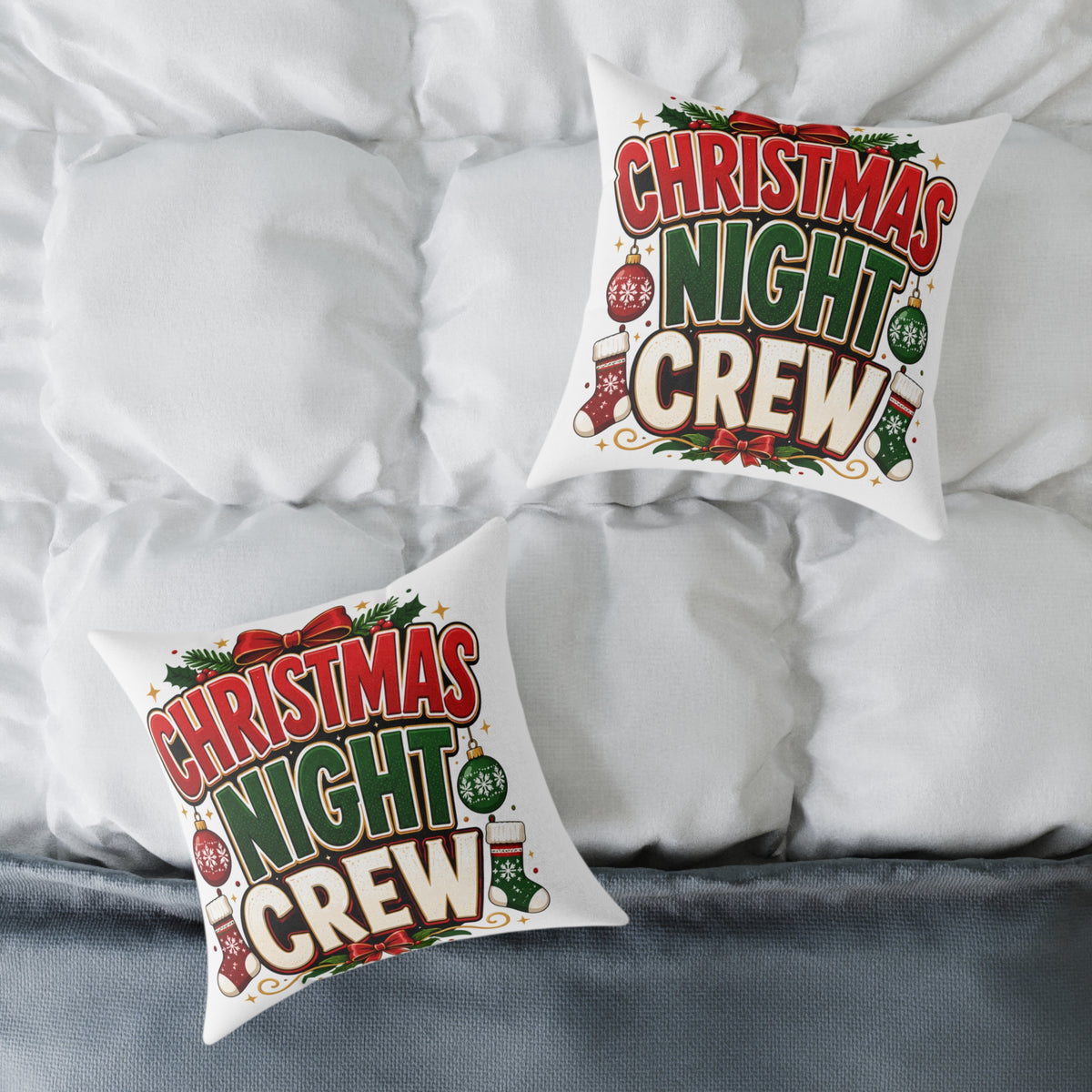 Christmas Night Crew Pillow — Festive Holiday Decorative Throw Pillow