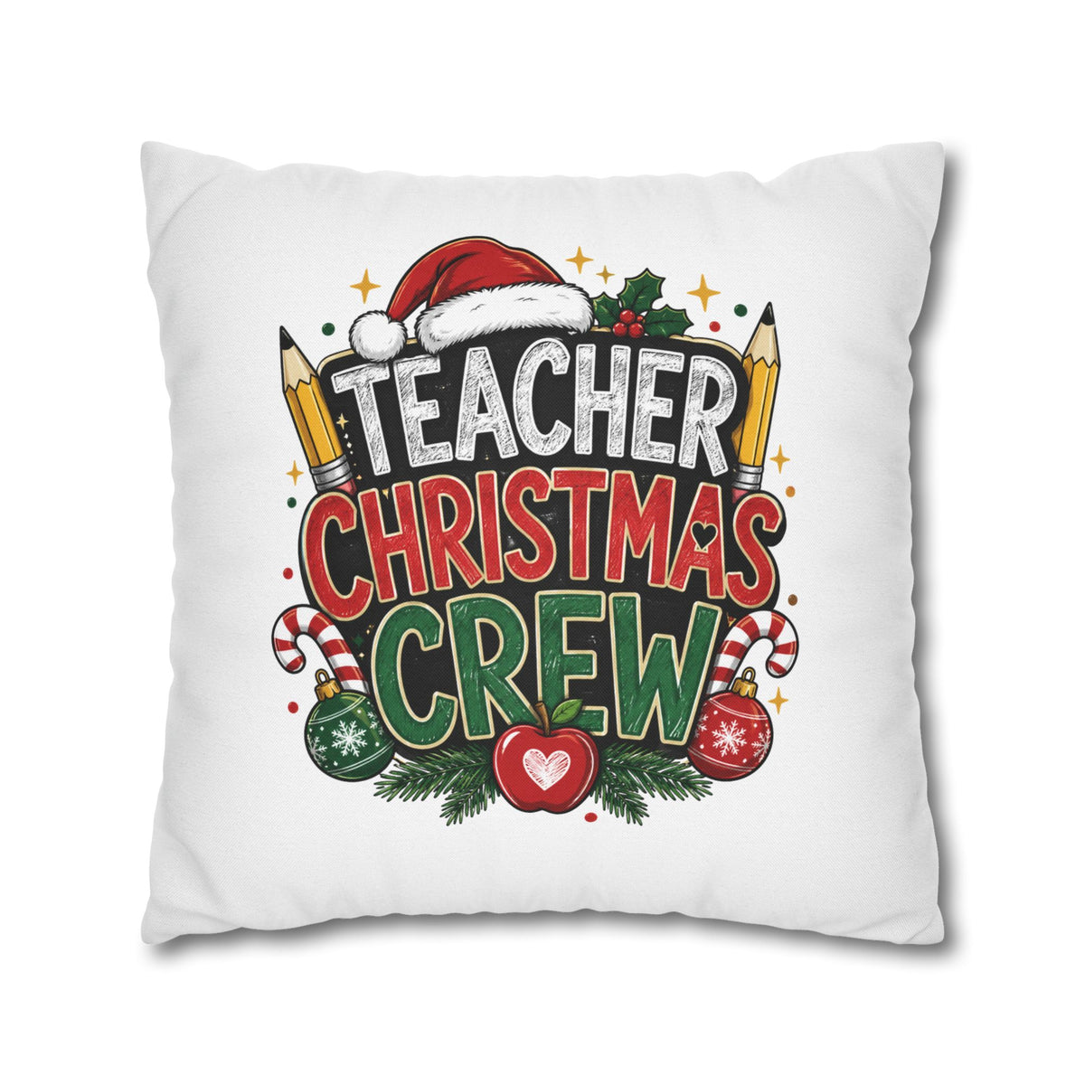 Teacher Christmas Crew Pillowcase — Festive Holiday Gift for Teachers