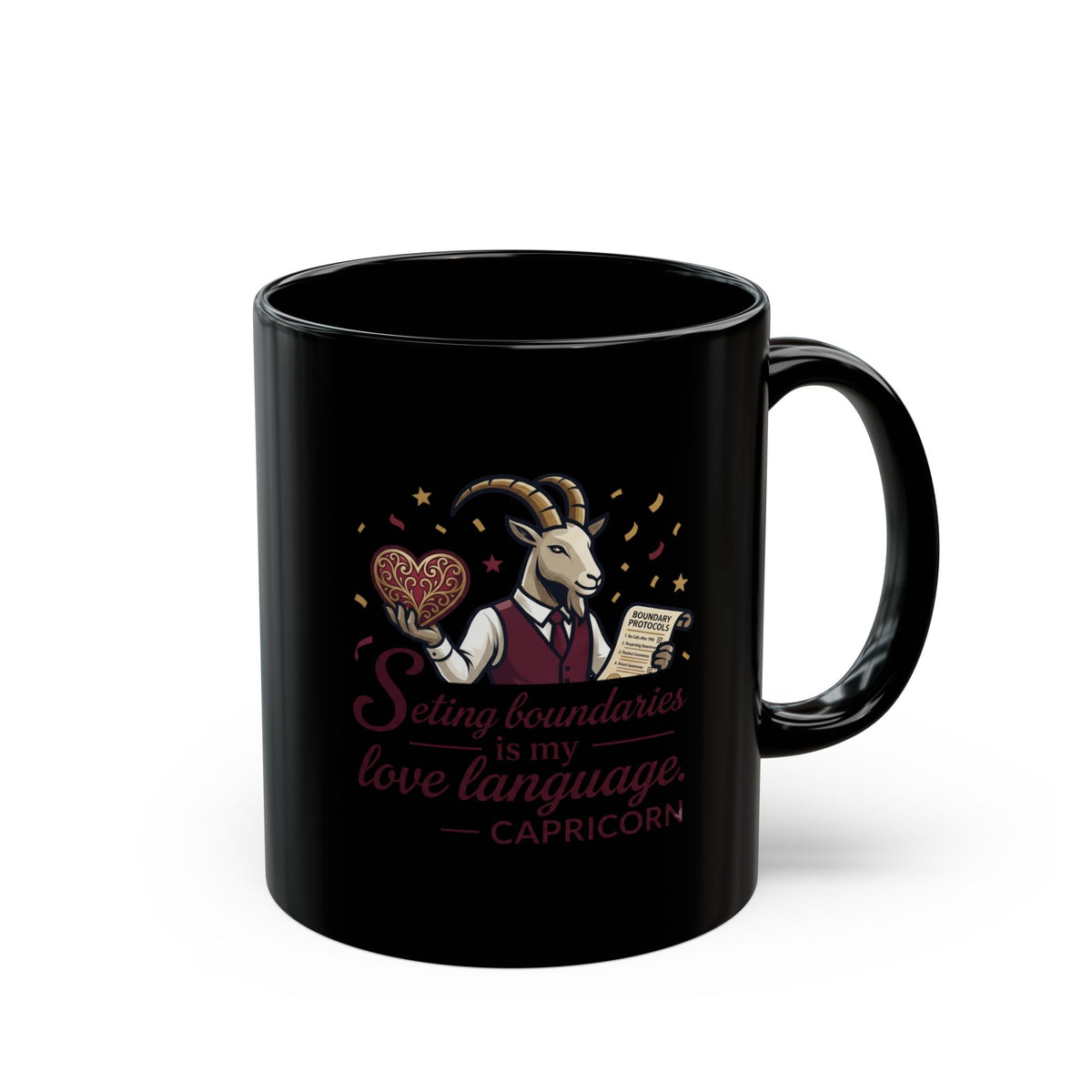 Capricorn Mug — "Setting Boundaries Is My Love Language" Black Coffee