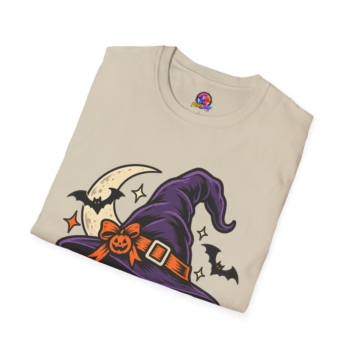 Midnight Mischief Halloween T-Shirt — Witch Hat & Bats Graphic
