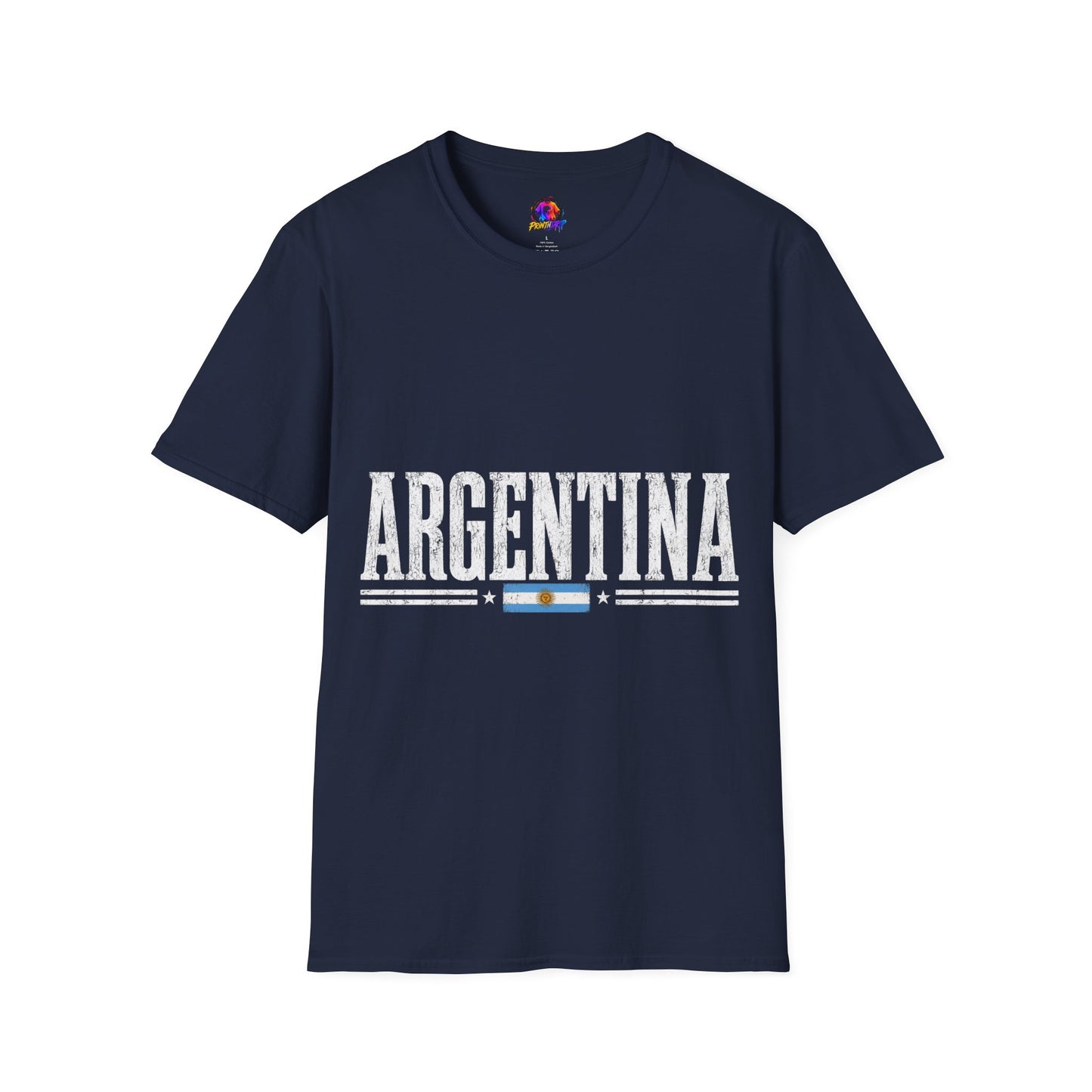 Argentina Graphic T-Shirt — Retro Flag Stripe Football Soccer Tee