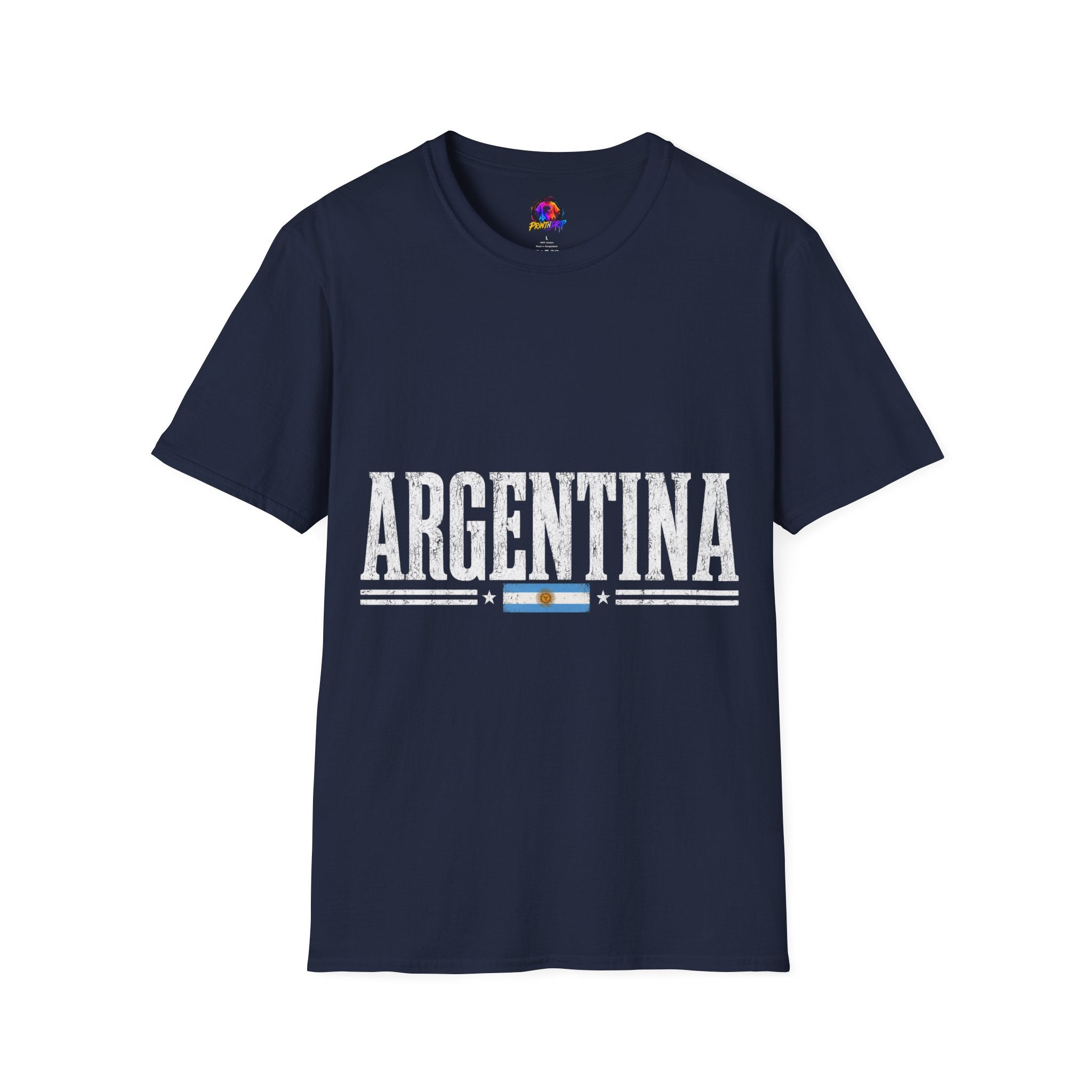 Argentina Graphic T-Shirt — Retro Flag Stripe Football Soccer Tee