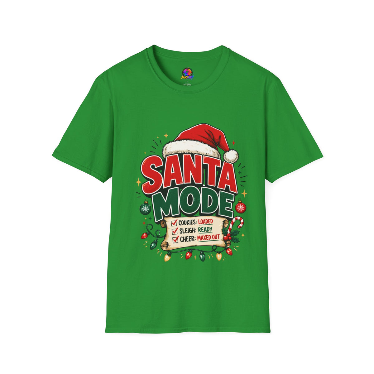 Santa Mode T-Shirt — Holiday Christmas Graphic Tee with Santa Hat