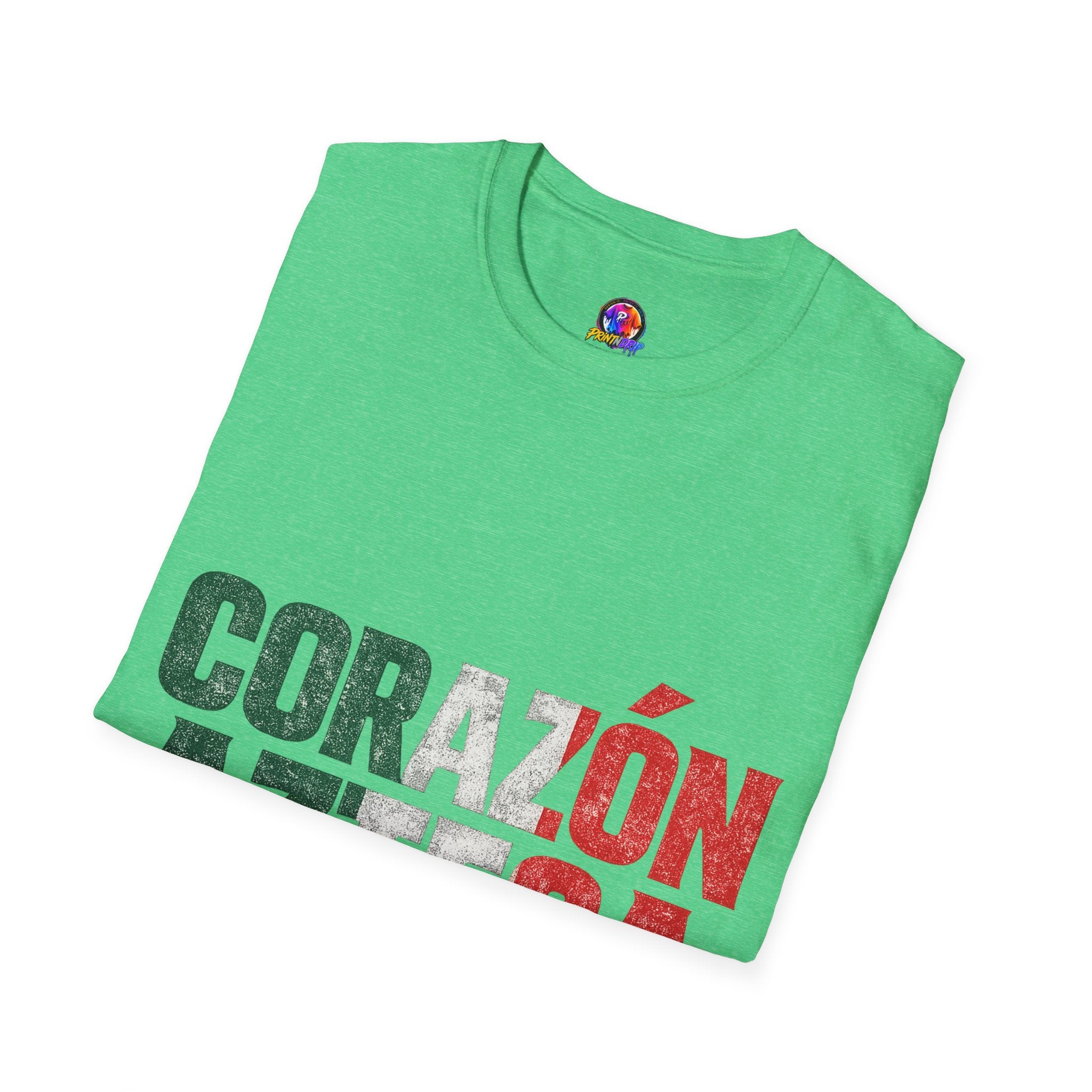 Mexico Corazón Azteca T-Shirt — Mexican Pride Flag Text Tee