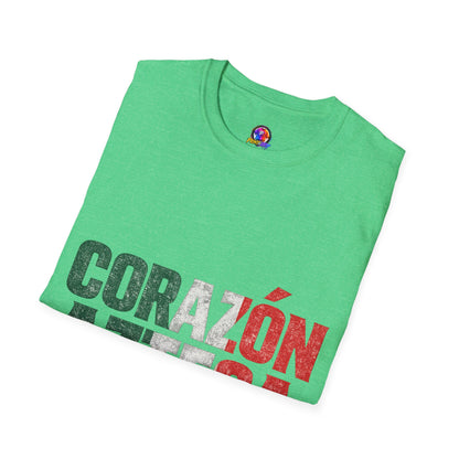 Mexico Corazón Azteca T-Shirt — Mexican Pride Flag Text Tee
