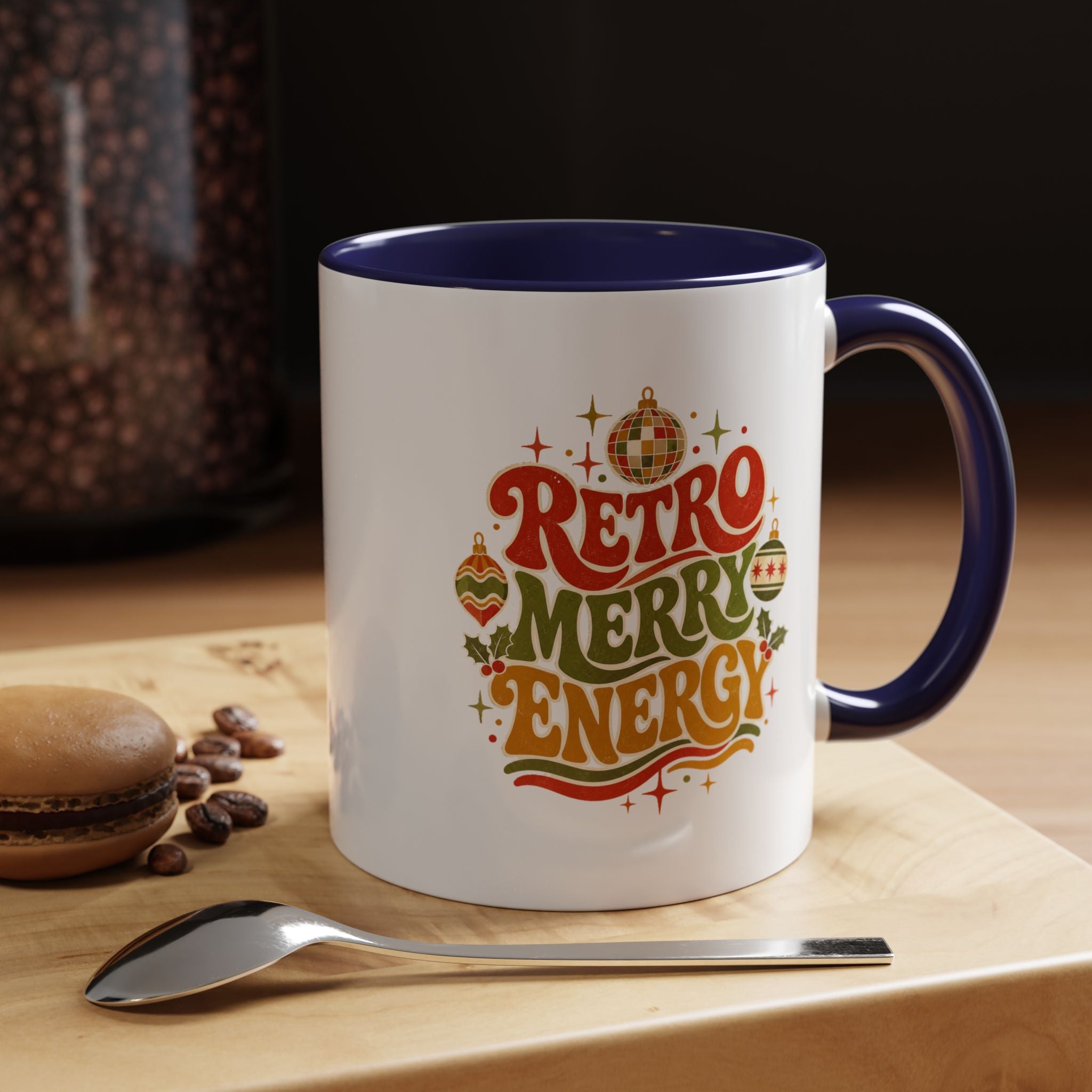Modern Day Christmas Retro Merry Energy Coffee Mug — Festive 70s Holiday Design