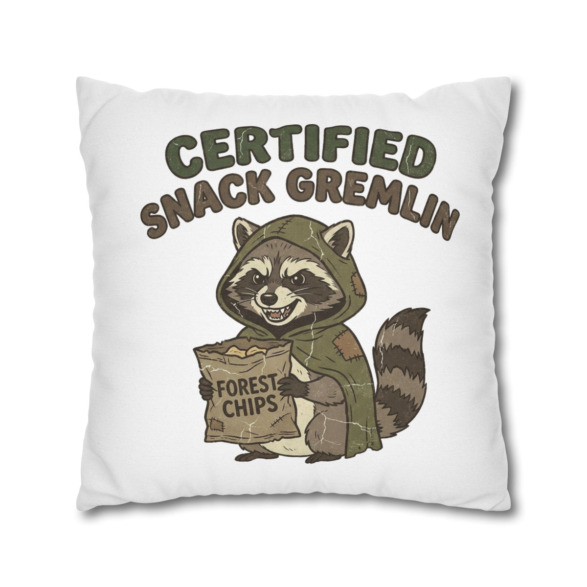 Funny Certified Snack Gremlin Raccoon Throw Pillowcase