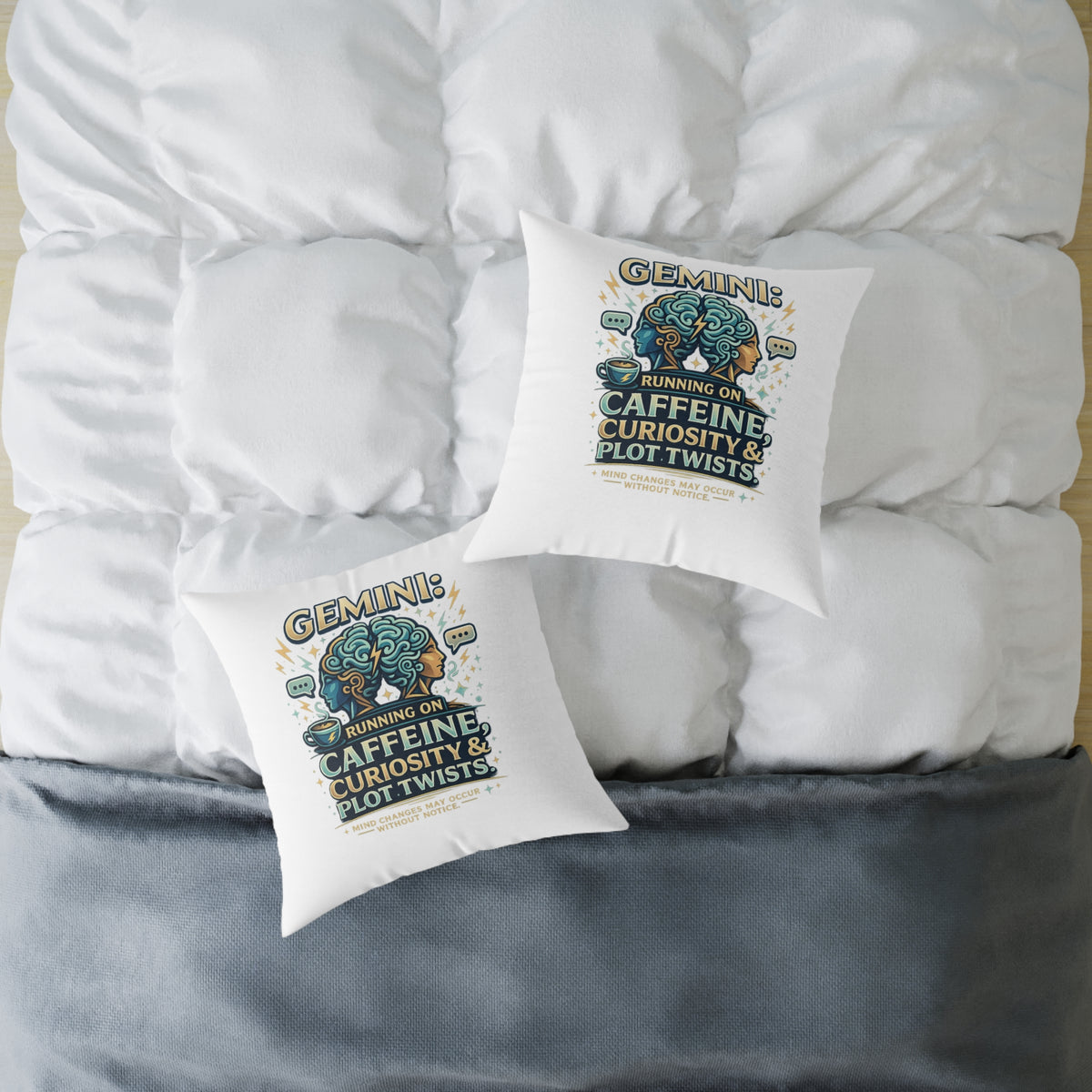 Gemini Zodiac Running On Caffeine Square Poly Canvas Pillow