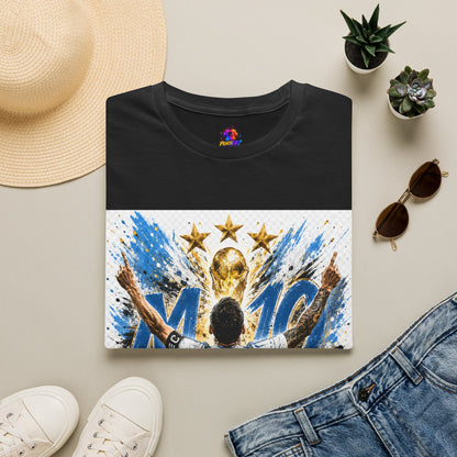 Argentna  Soccer M10 Champion T-Shirt — Gold Trophy & Stars Football Fan Tee