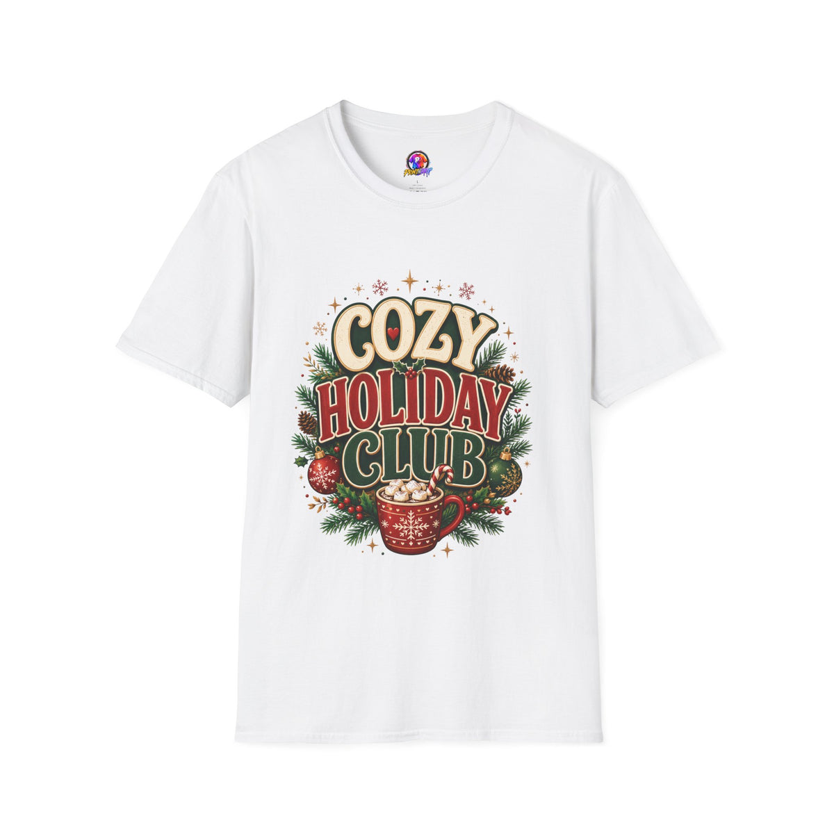 Cozy Holiday Club T-Shirt — Festive Christmas Cozy Cocoa Graphic Tee