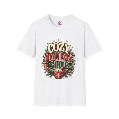 Cozy Holiday Club T-Shirt — Festive Christmas Cozy Cocoa Graphic Tee