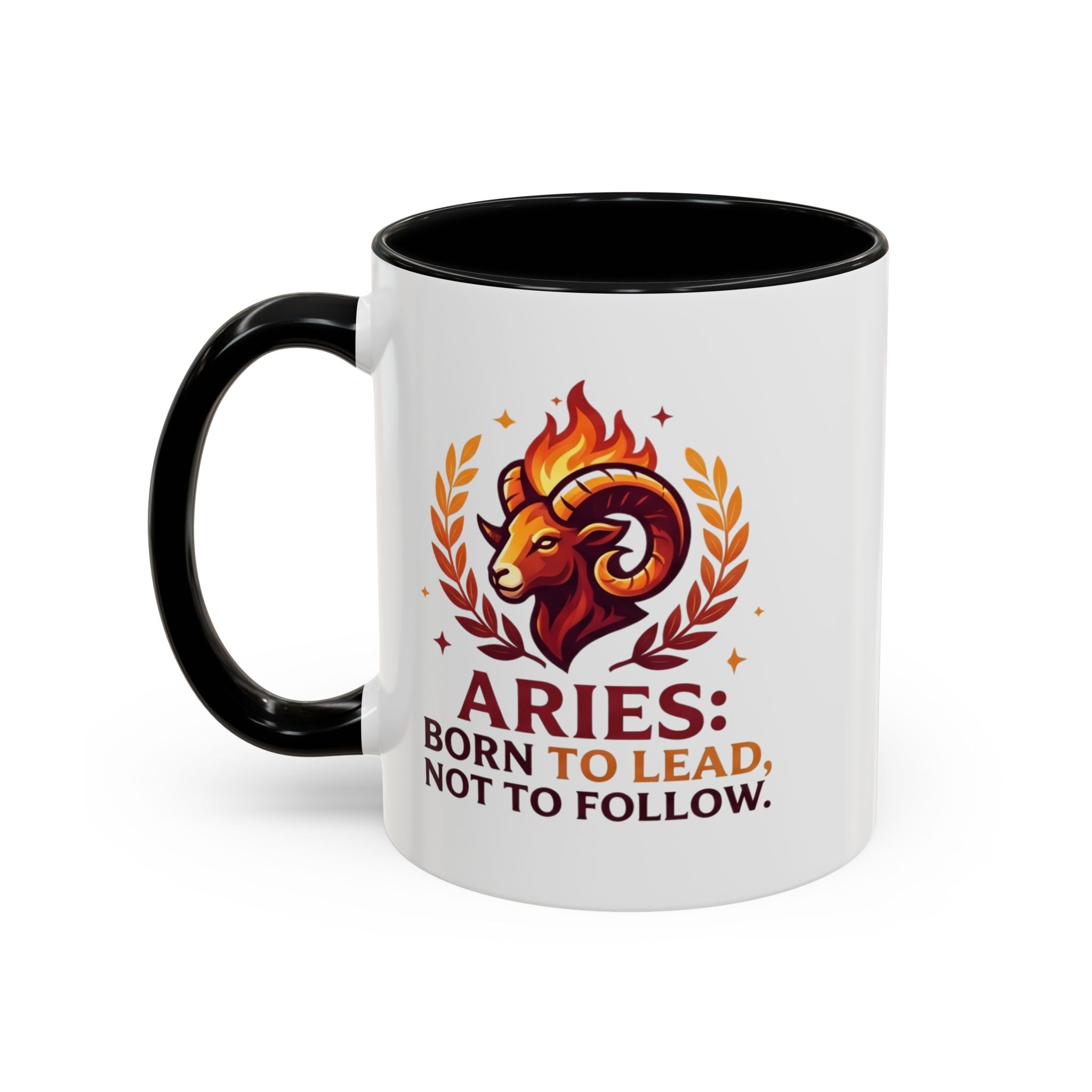 Aries Coffee Mug — "Aries: Born to Lead, Not to Follow" Zodiac Astrology Gift