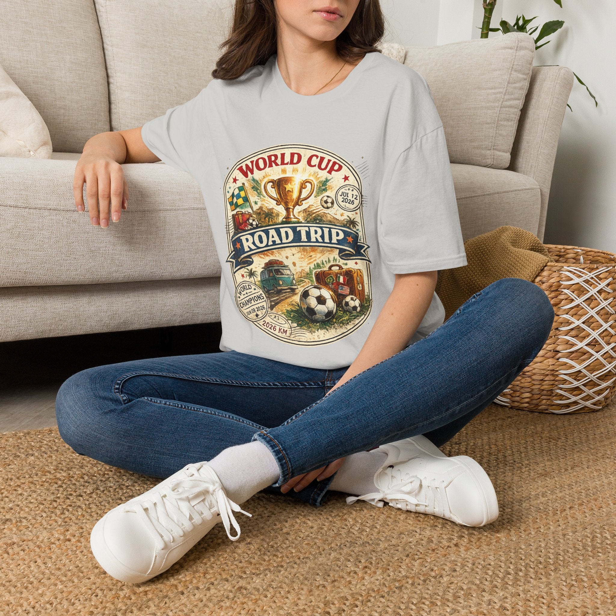 World Cup Road Trip T-Shirt — Vintage Soccer Trophy Design