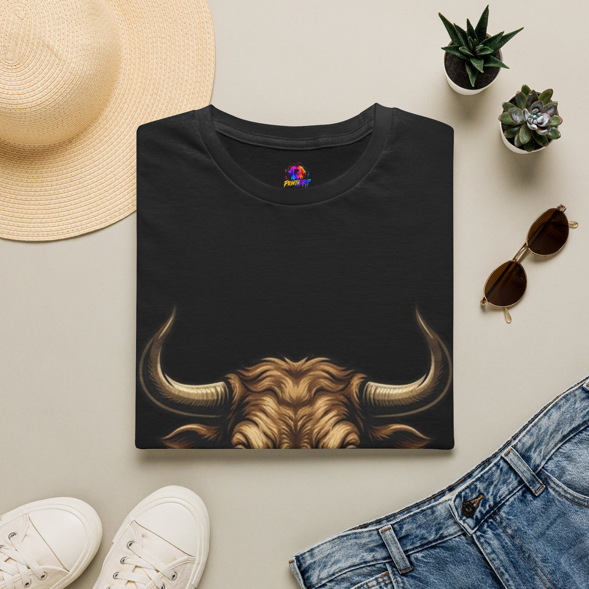 Taurus Bull Head T‑Shirt — Rustic Buffalo Graphic Tee