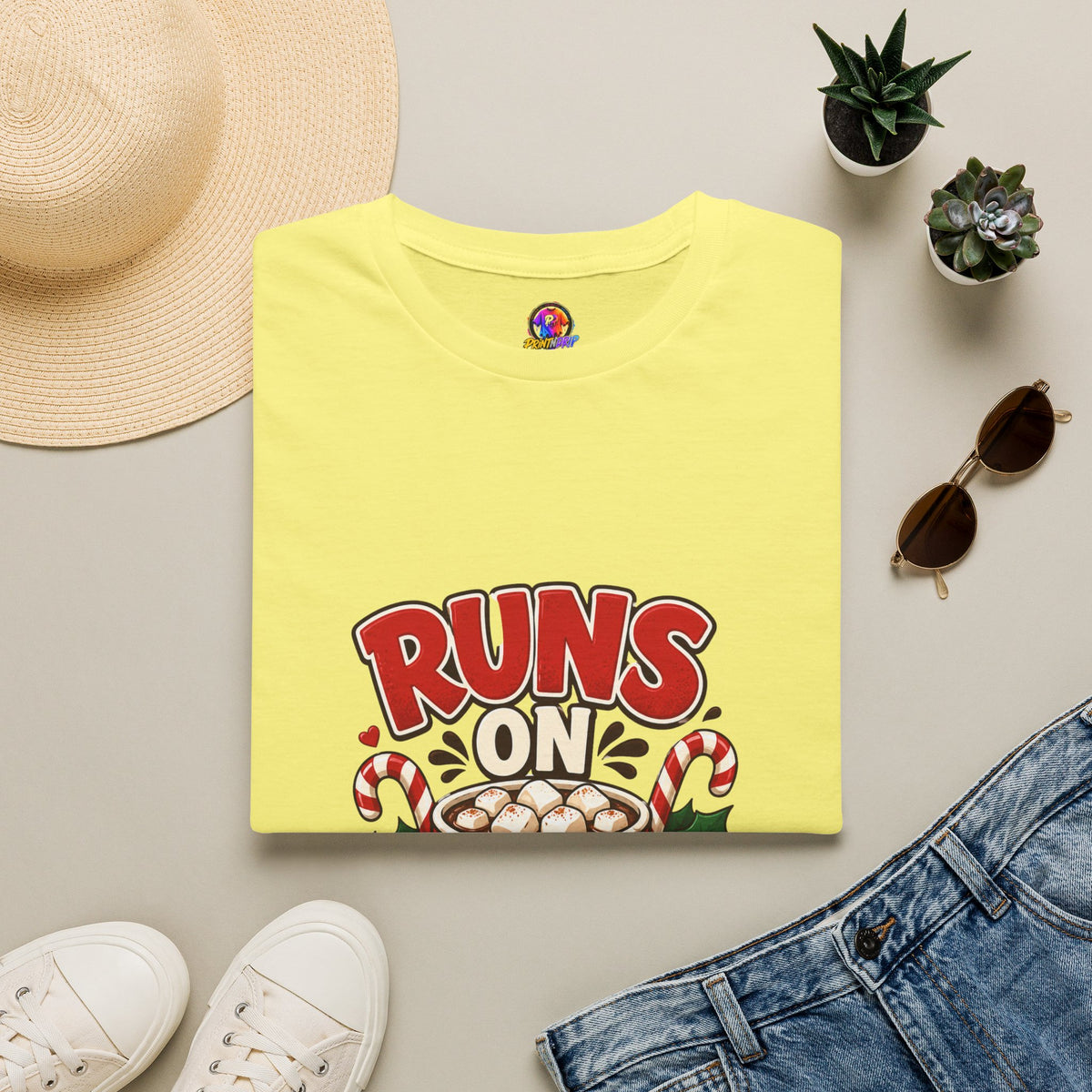 T-Shirt — Runs On Cocoa Holiday Graphic Tee